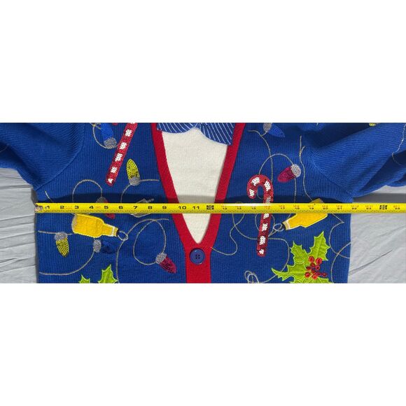 Jolly Sweaters Christmas Sweater Tie Holiday Party Beer Blue L Ugly Sweater - Picture 6 of 6